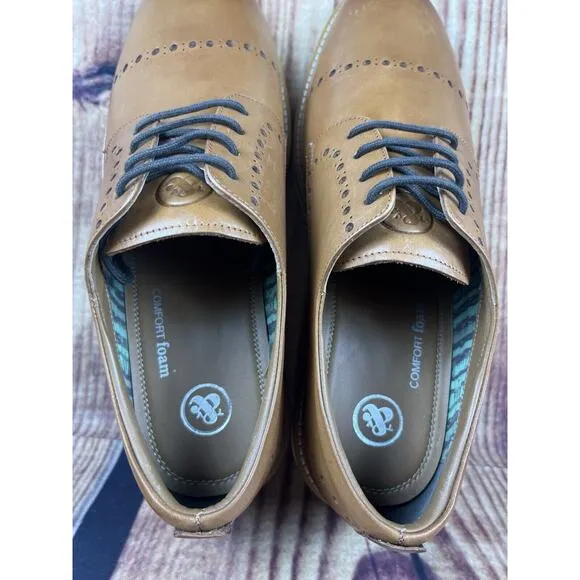 NWOB Thomas &amp; Vine Men's 13 Fremont Brown Oxford Cap Toe Dress Shoes Brogue Foam