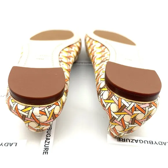 NWOB Tory Burch Multi-Logo Ballet Flats with Woven Texture