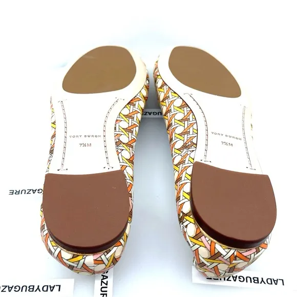 NWOB Tory Burch Multi-Logo Ballet Flats with Woven Texture