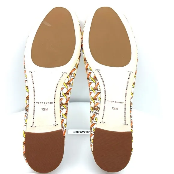 NWOB Tory Burch Multi-Logo Ballet Flats with Woven Texture
