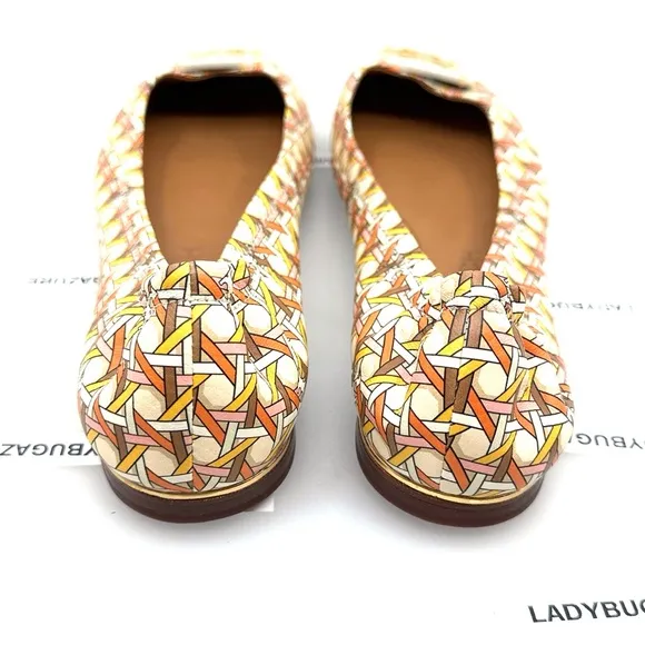 NWOB Tory Burch Multi-Logo Ballet Flats with Woven Texture