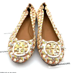 NWOB Tory Burch Multi-Logo Ballet Flats with Woven Texture