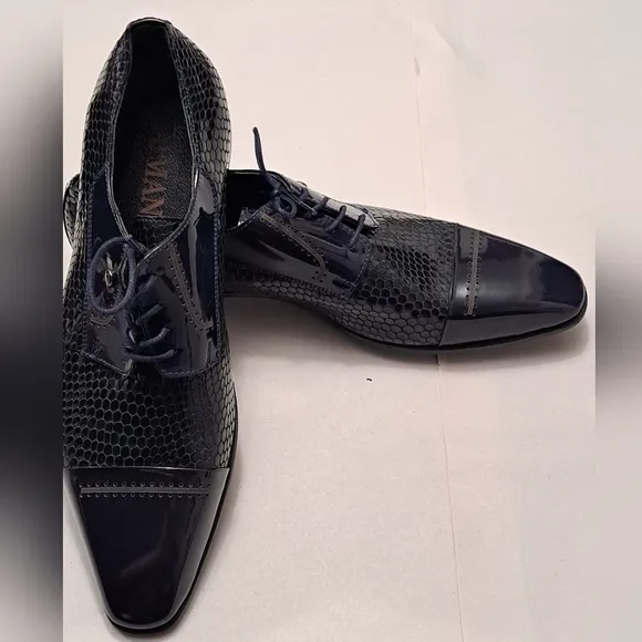 NWOT Crocodile Black Wing Tip Shoes    Size 9.5 (42)