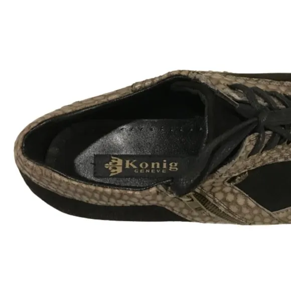 NWOT Mens Size 11 Konig Geneve Green Black Mixed Media Crocodile Dress Shoes