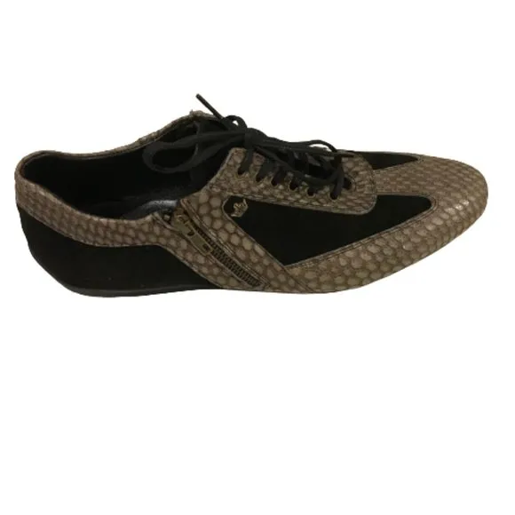 NWOT Mens Size 11 Konig Geneve Green Black Mixed Media Crocodile Dress Shoes