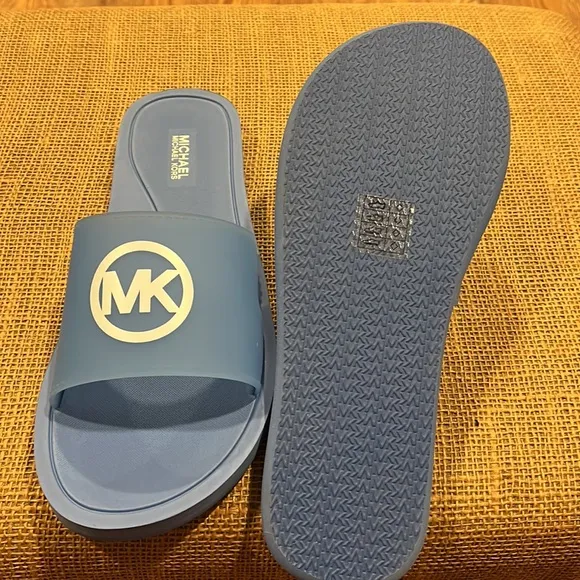 NWOT Michael Kors Blue Slide Sandals