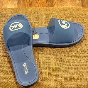 NWOT Michael Kors Blue Slide Sandals