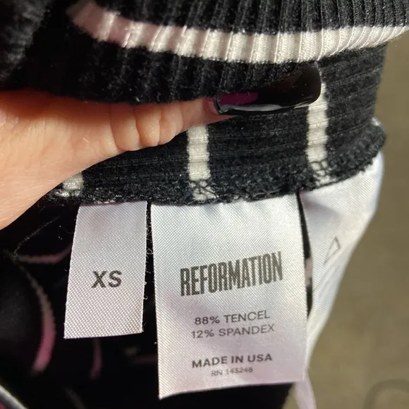 Nwot Reformation Lucien Striped Rib Turtleneck Dress
