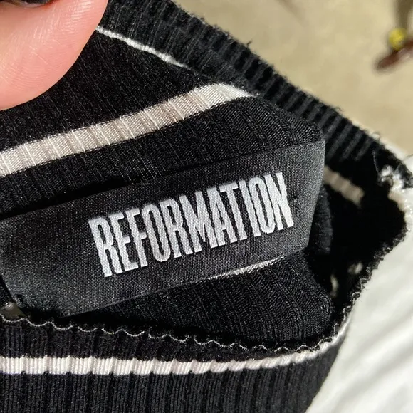 Nwot Reformation Lucien Striped Rib Turtleneck Dress