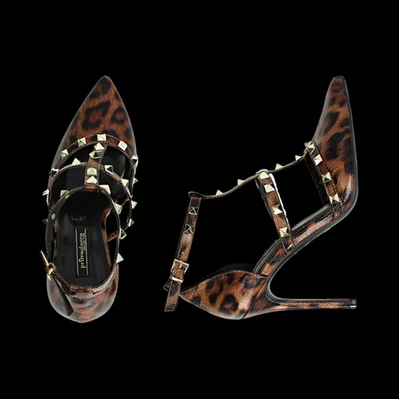 NWOT rockstud heel shoes leopard