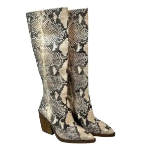 NWOT VINCE CAMUTO Gravana Snake Skin Knee High Boots Women's Size 7 EU 37.5