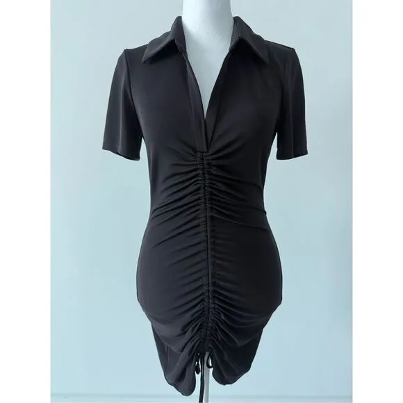 NWT Alice   Olivia Marsha Ruched Polo Mini Dress Tie