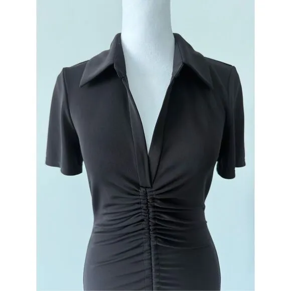 NWT Alice   Olivia Marsha Ruched Polo Mini Dress Tie
