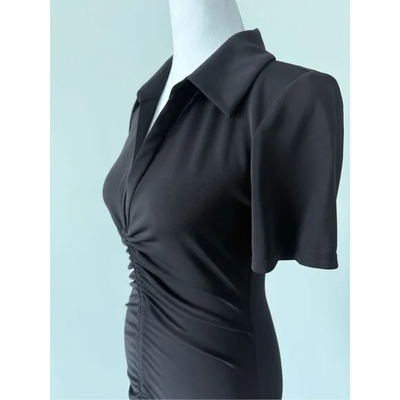 NWT Alice   Olivia Marsha Ruched Polo Mini Dress Tie