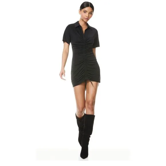 NWT Alice   Olivia Marsha Ruched Polo Mini Dress Tie