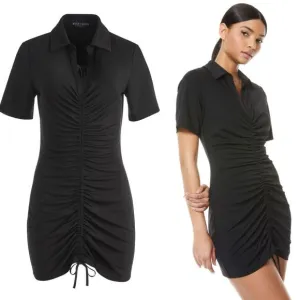 NWT Alice   Olivia Marsha Ruched Polo Mini Dress Tie