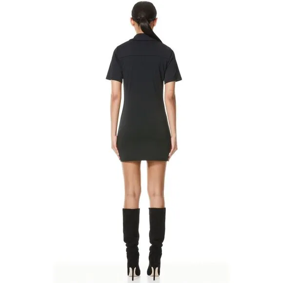 NWT Alice   Olivia Marsha Ruched Polo Mini Dress Tie