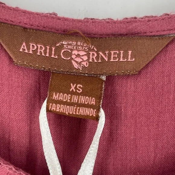 NWT April Cornell Portrait Maxi Dress Embroidered Tiered Skirt Purple XS 53&quot;L