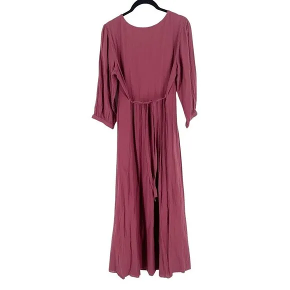 NWT April Cornell Portrait Maxi Dress Embroidered Tiered Skirt Purple XS 53&quot;L