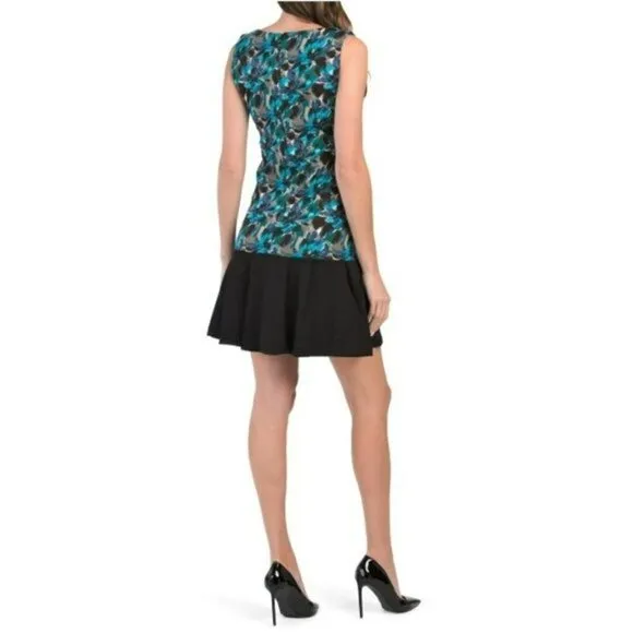NWT Beautiful VERTIGO Floral Printed Top Flounce Hem Cocktail Mini Dress