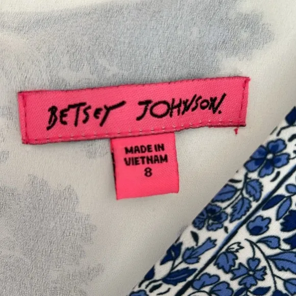 NWT Betsey Johnson Dress - Floral Boho Bell Sleeve White/Blue (SZ 8) Retail $148