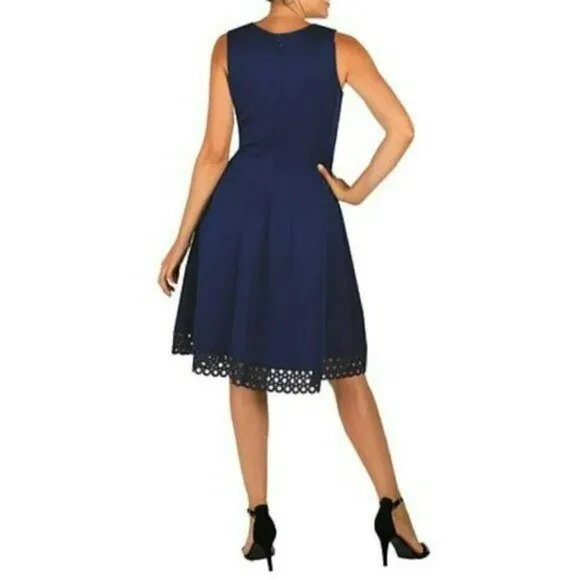 NWT Donna Ricco Sleeveless Fit &amp; Flare Crochet Hem Mini Dress