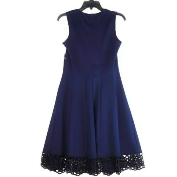 NWT Donna Ricco Sleeveless Fit &amp; Flare Crochet Hem Mini Dress