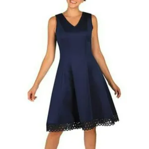 NWT Donna Ricco Sleeveless Fit &amp; Flare Crochet Hem Mini Dress