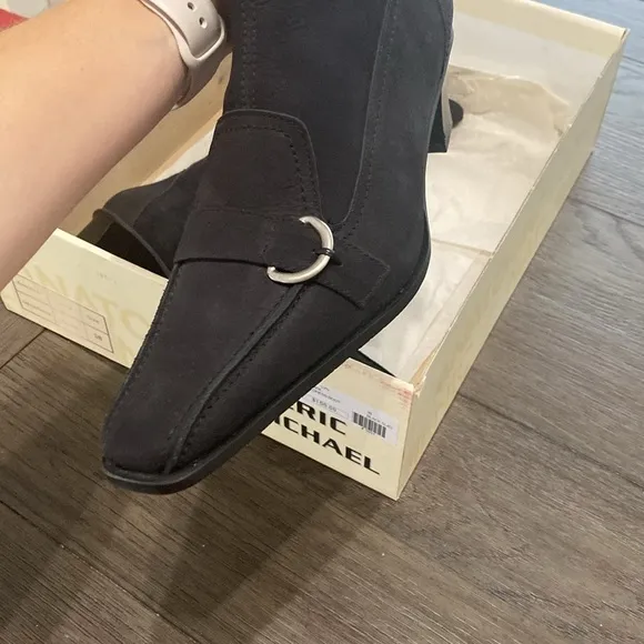NWT Eric Michael Denmark Heel Black Dress Boot | Calf Height | Size 41/9