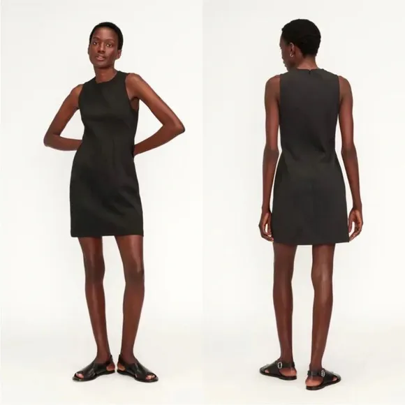 NWT Everlane The Dream '90s Shift Dress Black Sleeveless Soft Casual Basic Sz L