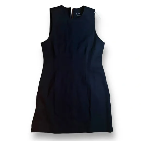 NWT Everlane The Dream '90s Shift Dress Black Sleeveless Soft Casual Basic Sz L