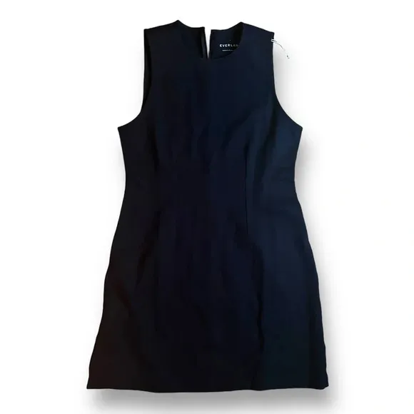 NWT Everlane The Dream '90s Shift Dress Black Sleeveless Soft Casual Basic Sz L