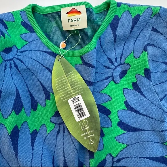 NWT FARM Rio Green Copacabana Mini Knit Dress