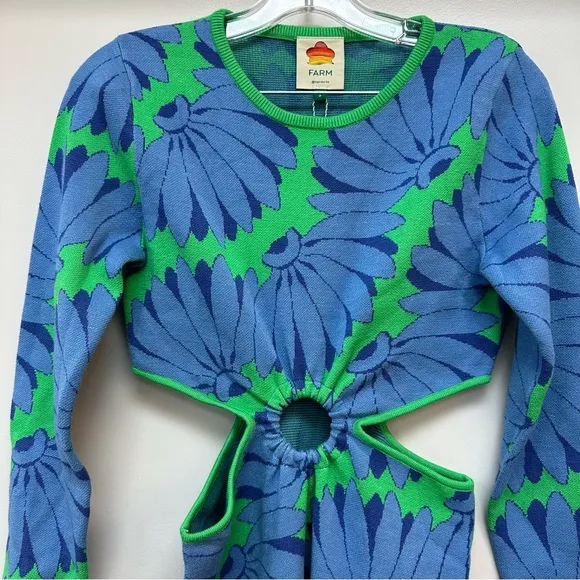 NWT FARM Rio Green Copacabana Mini Knit Dress