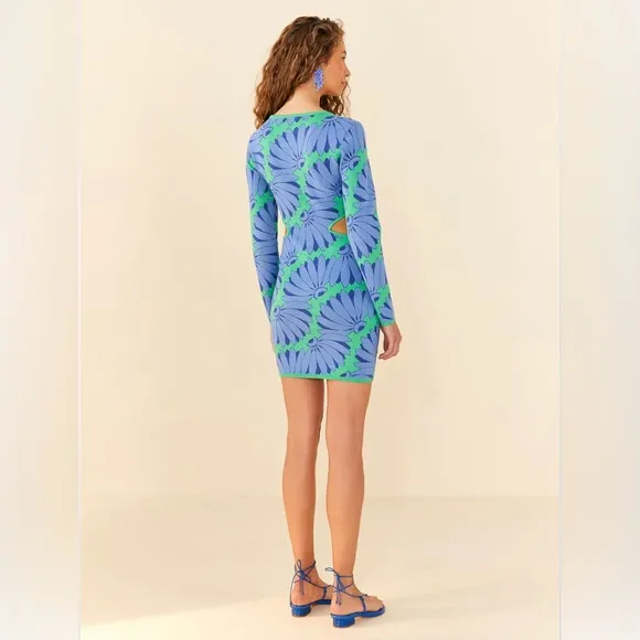 NWT FARM Rio Green Copacabana Mini Knit Dress