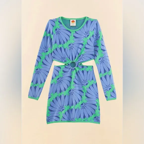 NWT FARM Rio Green Copacabana Mini Knit Dress