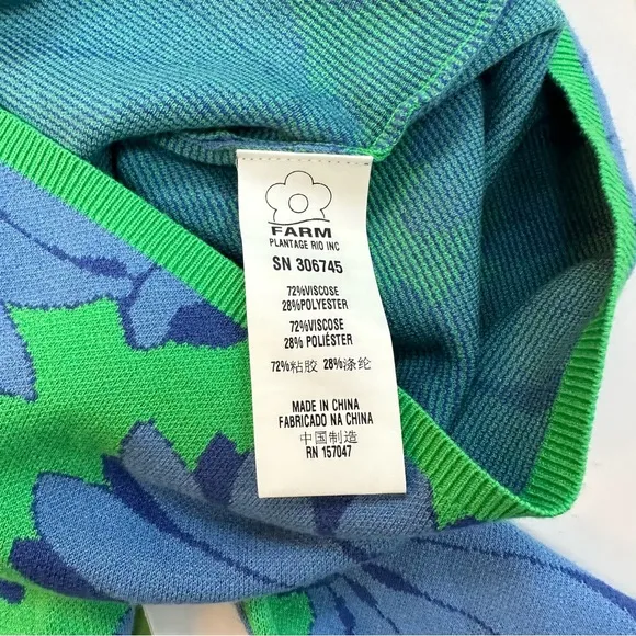 NWT FARM Rio Green Copacabana Mini Knit Dress