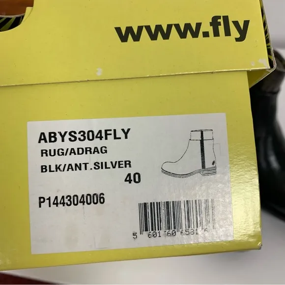 NWT FLY London Leather Zip-Up Ankle Boots Abys Black size 40