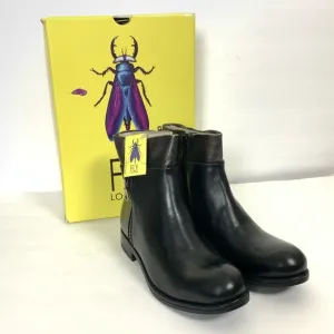 NWT FLY London Leather Zip-Up Ankle Boots Abys Black size 40