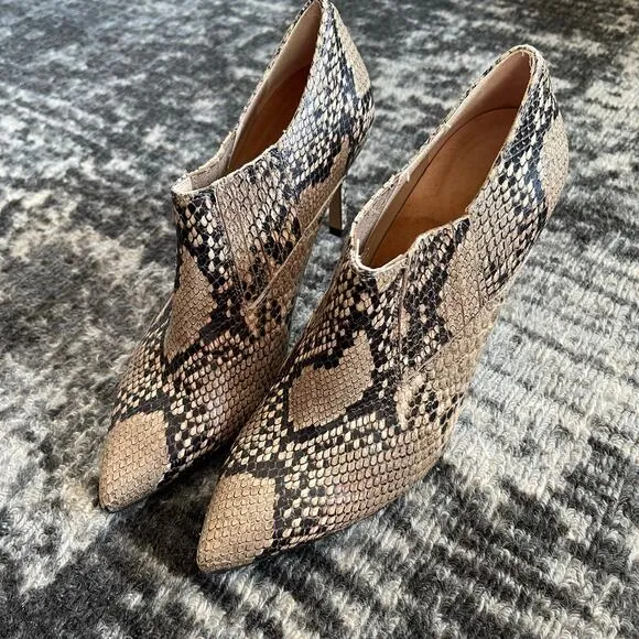 NWT INEZ Marisol 90 Natural Snake Emboss Ankle Boot Bootie Sz 8 Tan Black Python