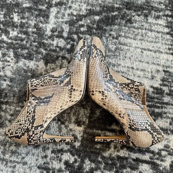 NWT INEZ Marisol 90 Natural Snake Emboss Ankle Boot Bootie Sz 8 Tan Black Python