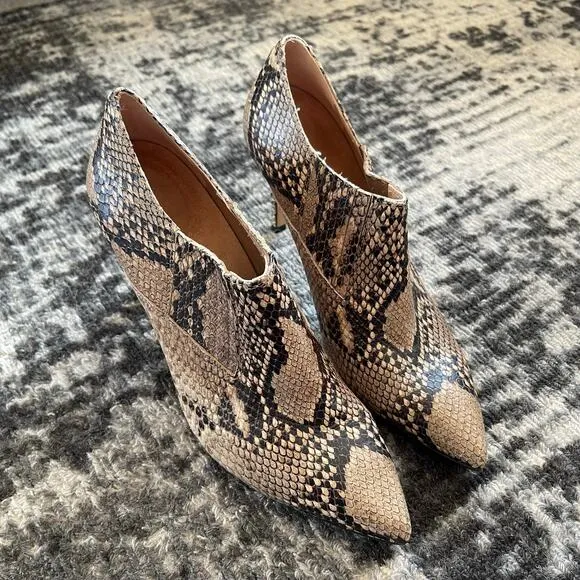 NWT INEZ Marisol 90 Natural Snake Emboss Ankle Boot Bootie Sz 8 Tan Black Python