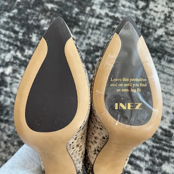 NWT INEZ Marisol 90 Natural Snake Emboss Ankle Boot Bootie Sz 8 Tan Black Python