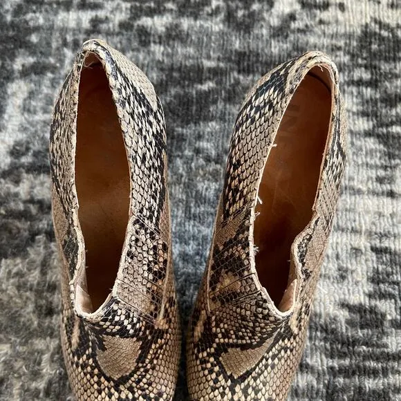 NWT INEZ Marisol 90 Natural Snake Emboss Ankle Boot Bootie Sz 8 Tan Black Python