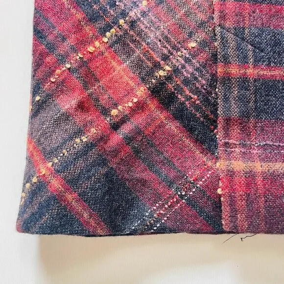NWT J. Jill Skirt Wool Plaid Cranberry Tweed Tartan Fall Winter Holiday Boots 6