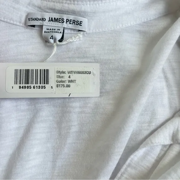 NWT James Perse White Rolled-Cuff Shirt Dress