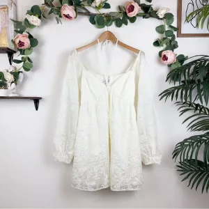 NWT Lost   Wander Somerset Meadow Baby Doll Mini Dress in Off White / Cream