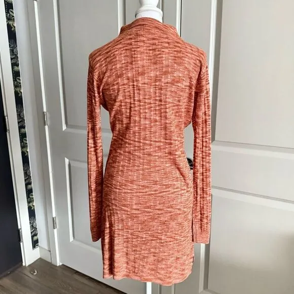 NWT L*SPACE Aria Copper Orange Spacedye Ribbed Knit Long Sleeve Dress Size M