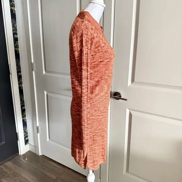 NWT L*SPACE Aria Copper Orange Spacedye Ribbed Knit Long Sleeve Dress Size M