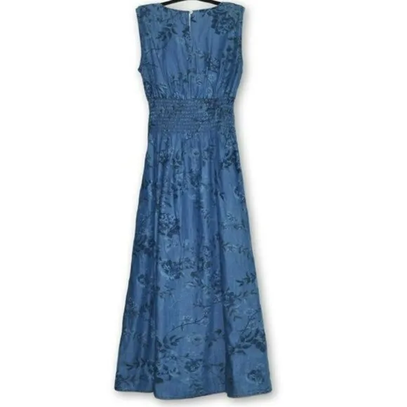 NWT Lungo L'arno Made In Italy Floral Print Bow Belt Tencel Maxi Dress